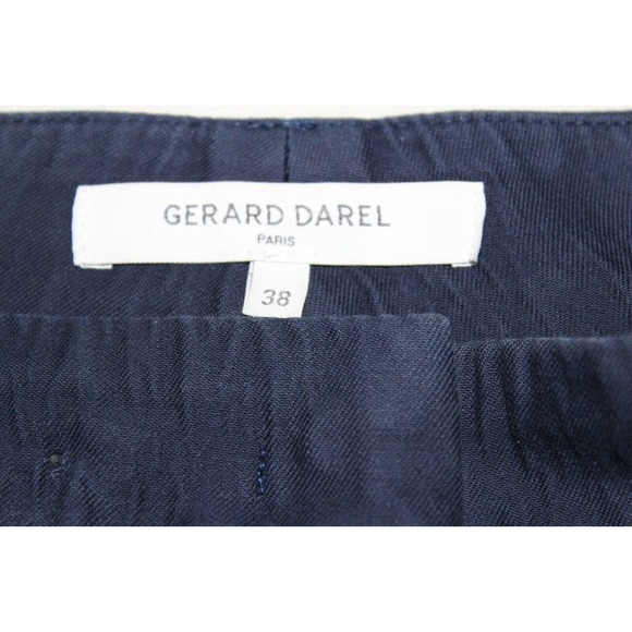 Gerard Darel Pants 6 38 Navy Blue Flat Front Straight Leg Chinos Cotton Pockets - Picture 2 of 9